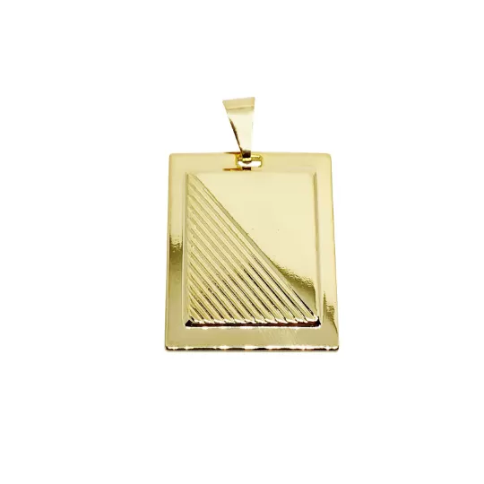 18k Gold Filled Framed Double-Sided Plate Rectangle Pendant