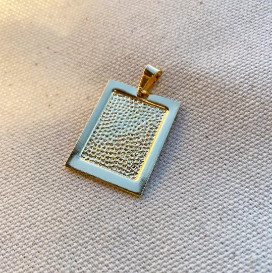 18k Gold Filled Framed Double-Sided Plate Rectangle Pendant