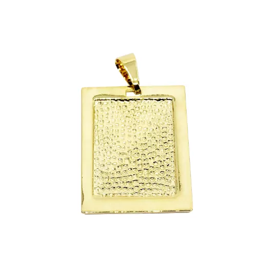 18k Gold Filled Framed Double-Sided Plate Rectangle Pendant