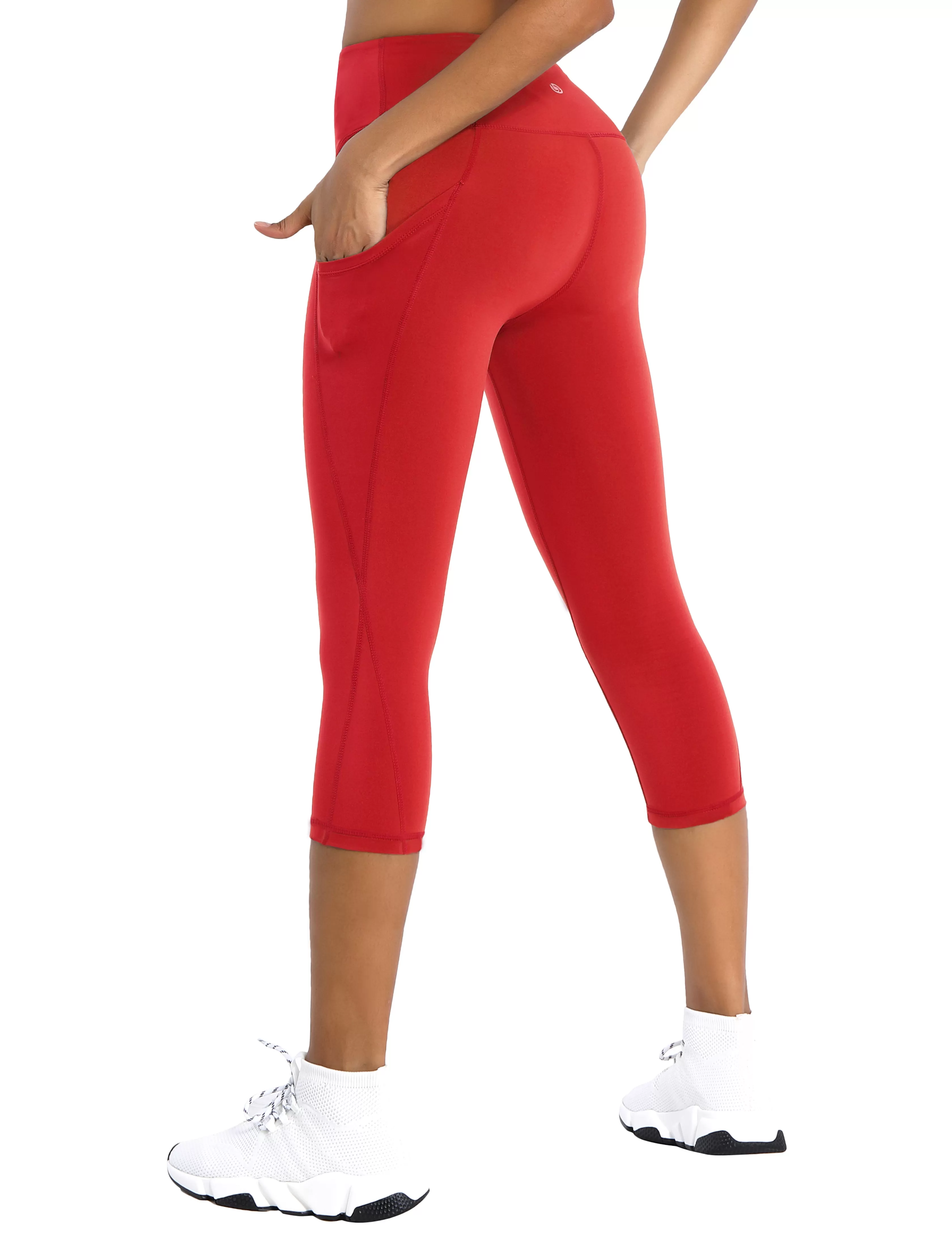 19 High Waist Side Pockets Capris scarlet_yogastudio