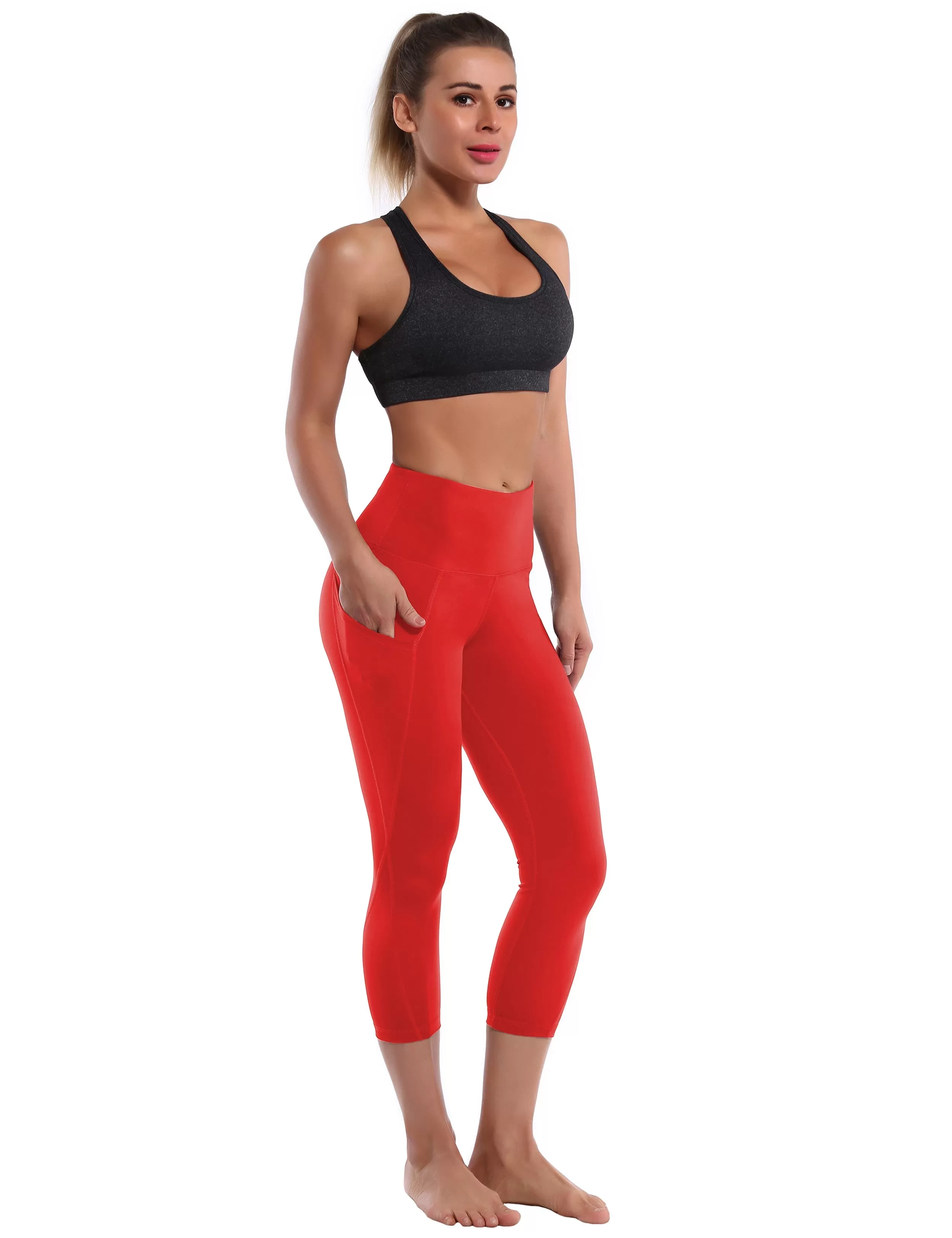 19 High Waist Side Pockets Capris scarlet_yogastudio