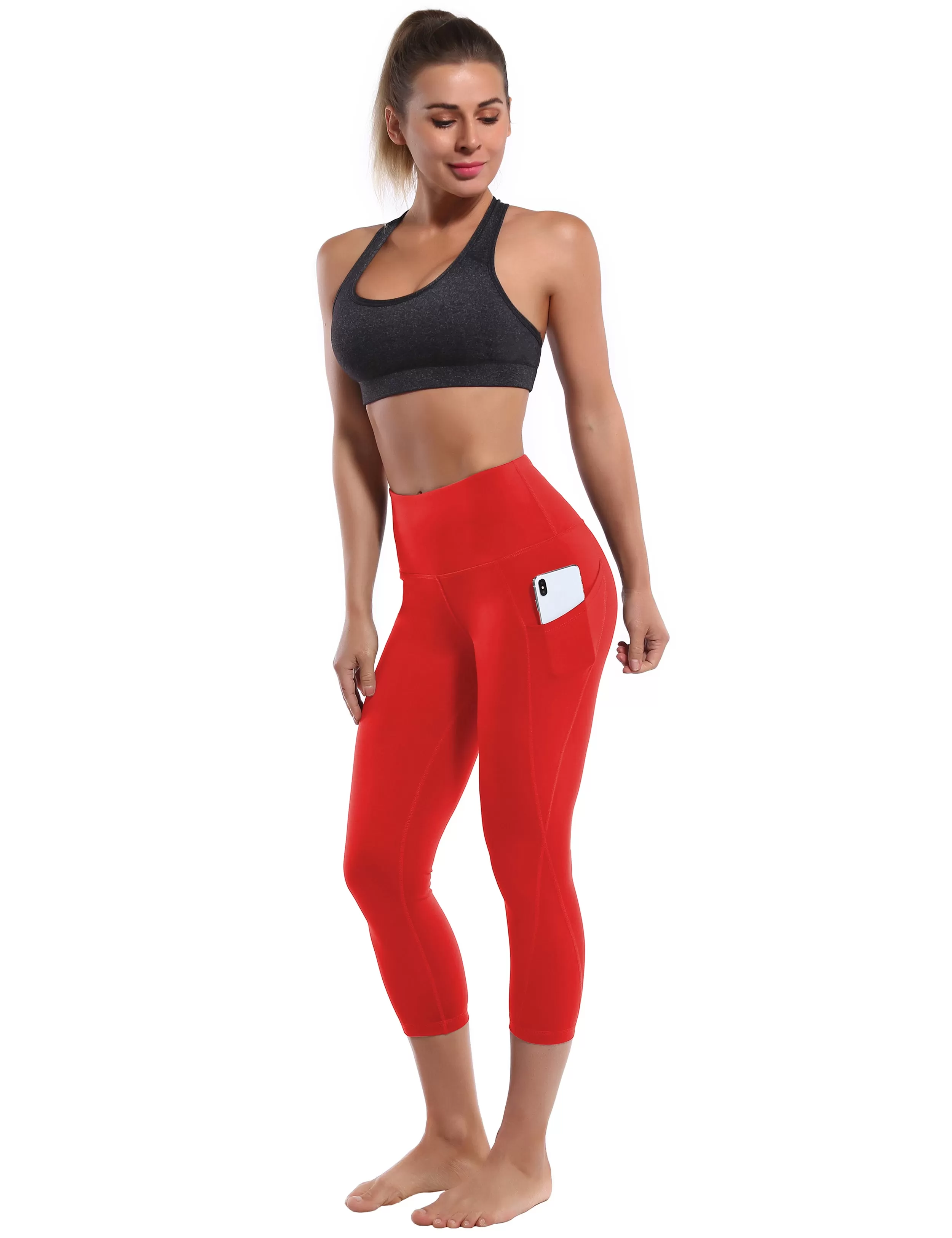 19 High Waist Side Pockets Capris scarlet_yogastudio