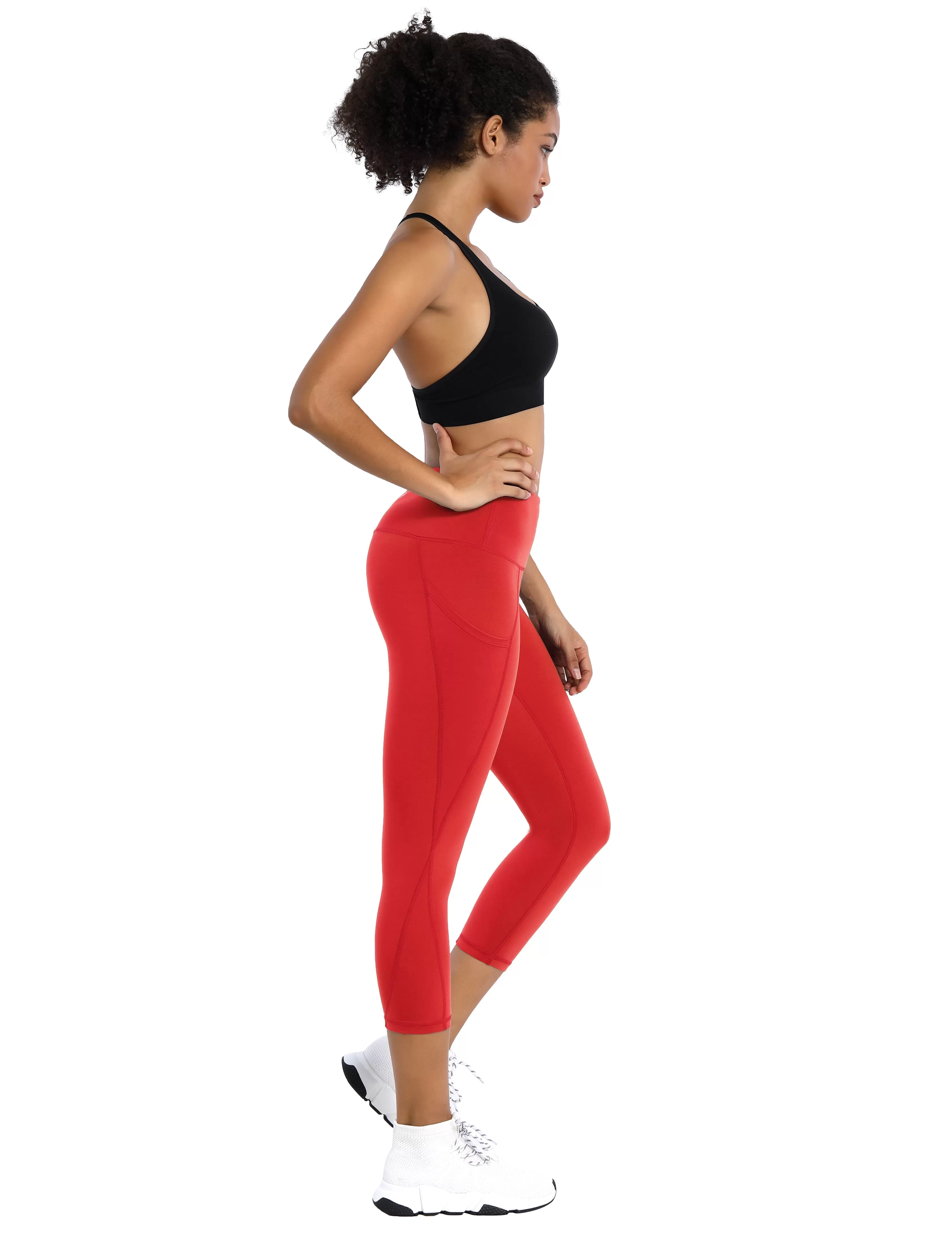 19 High Waist Side Pockets Capris scarlet_yogastudio