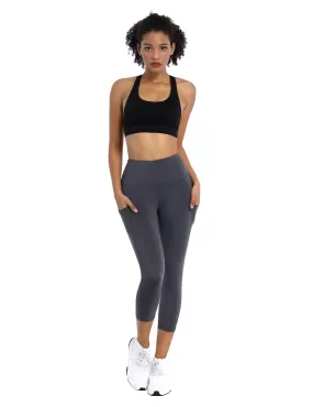 19 High Waist Side Pockets Capris shadowcharcoal_yogastudio