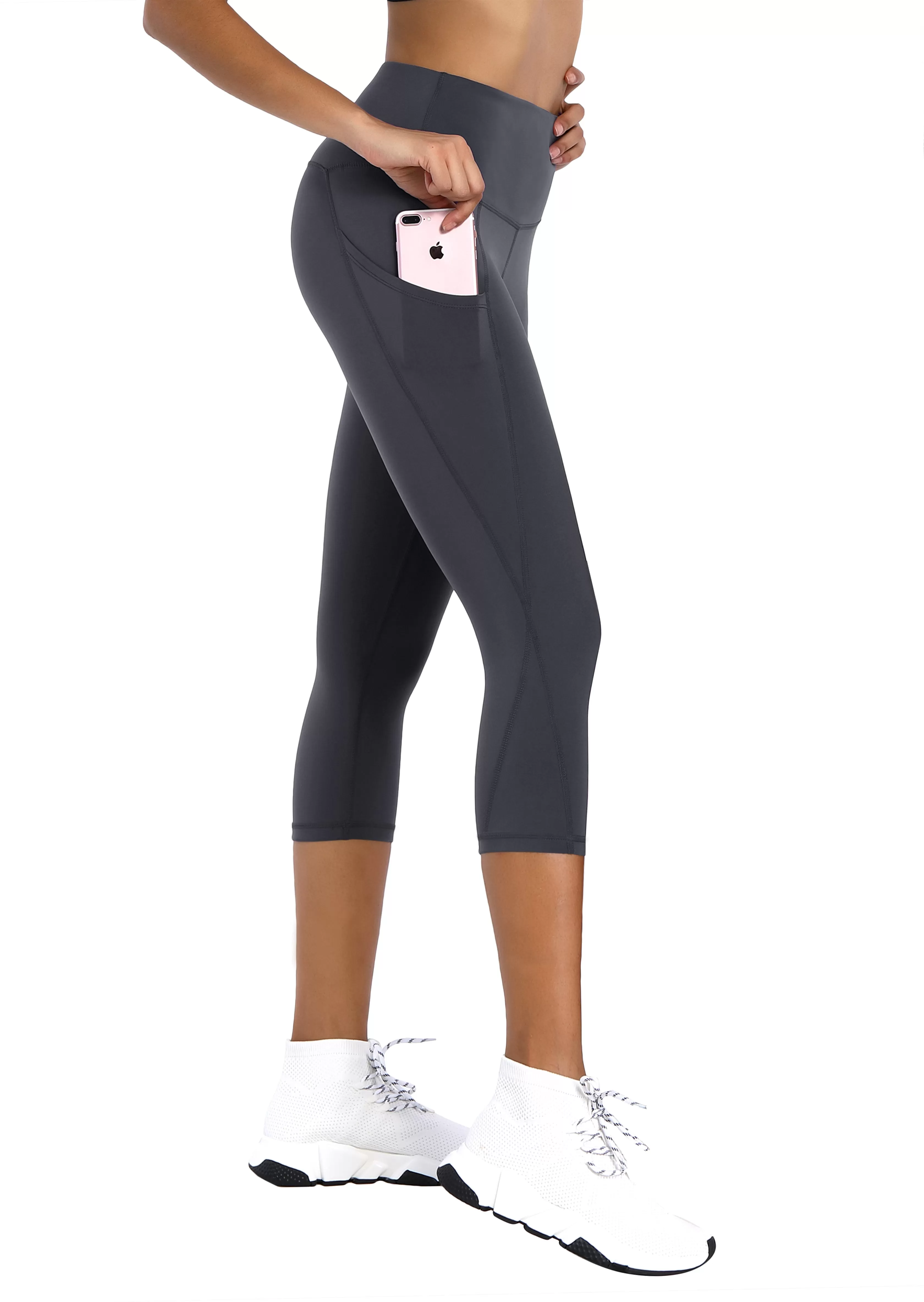 19 High Waist Side Pockets Capris shadowcharcoal_yogastudio