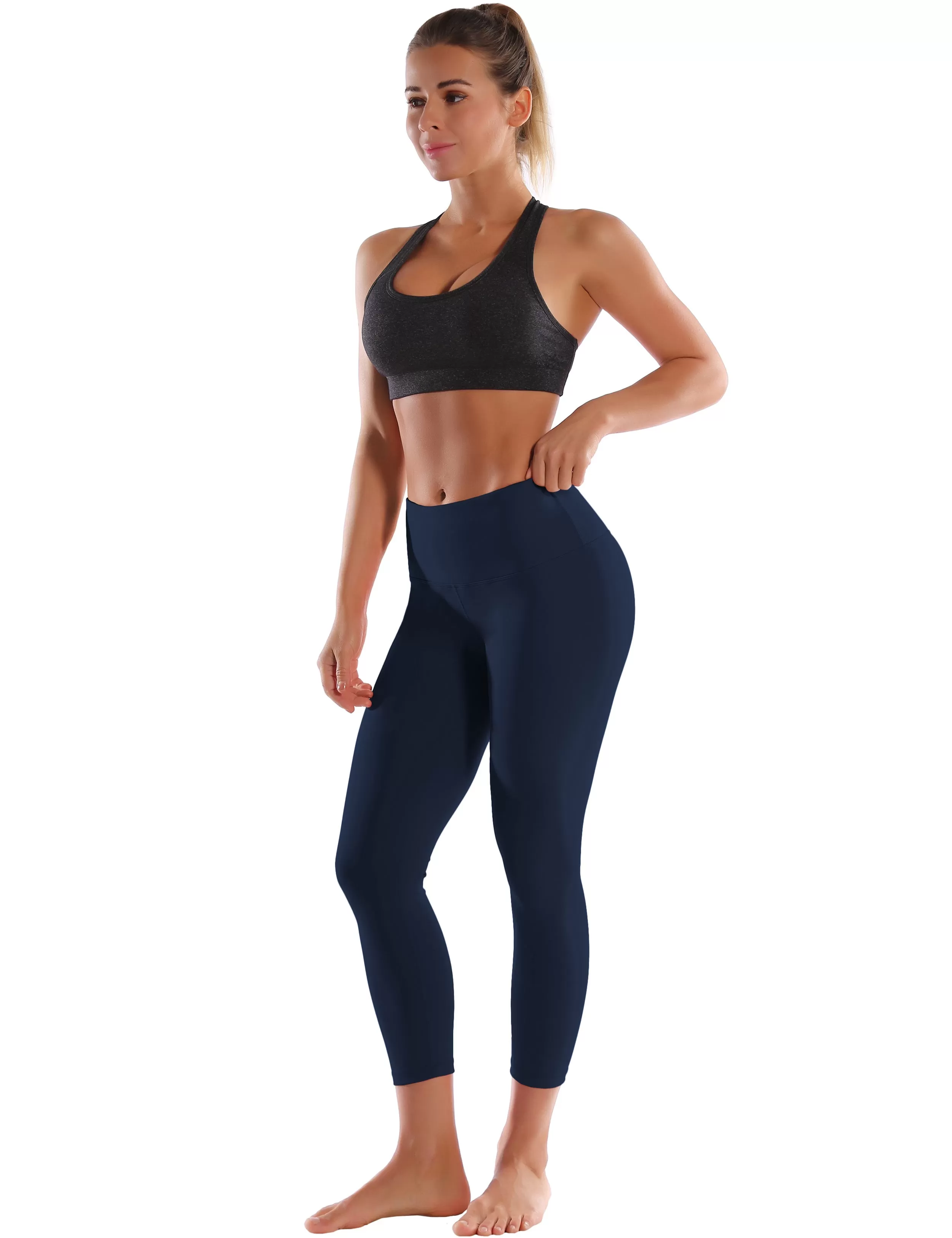 22 High Waist Crop Tight Capris darknavy_yogastudio