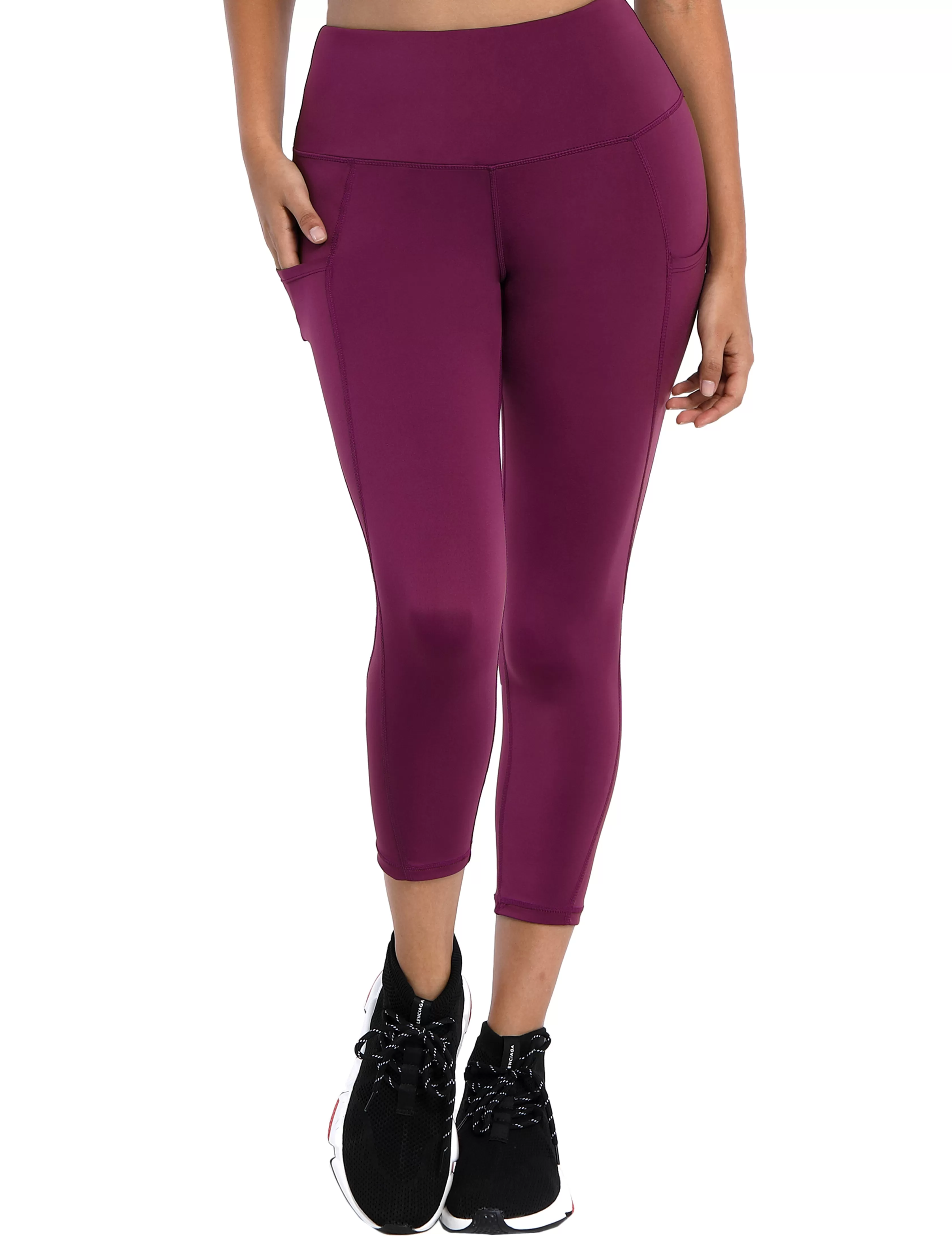 22 High Waist Side Pockets Capris grapevine_yogastudio