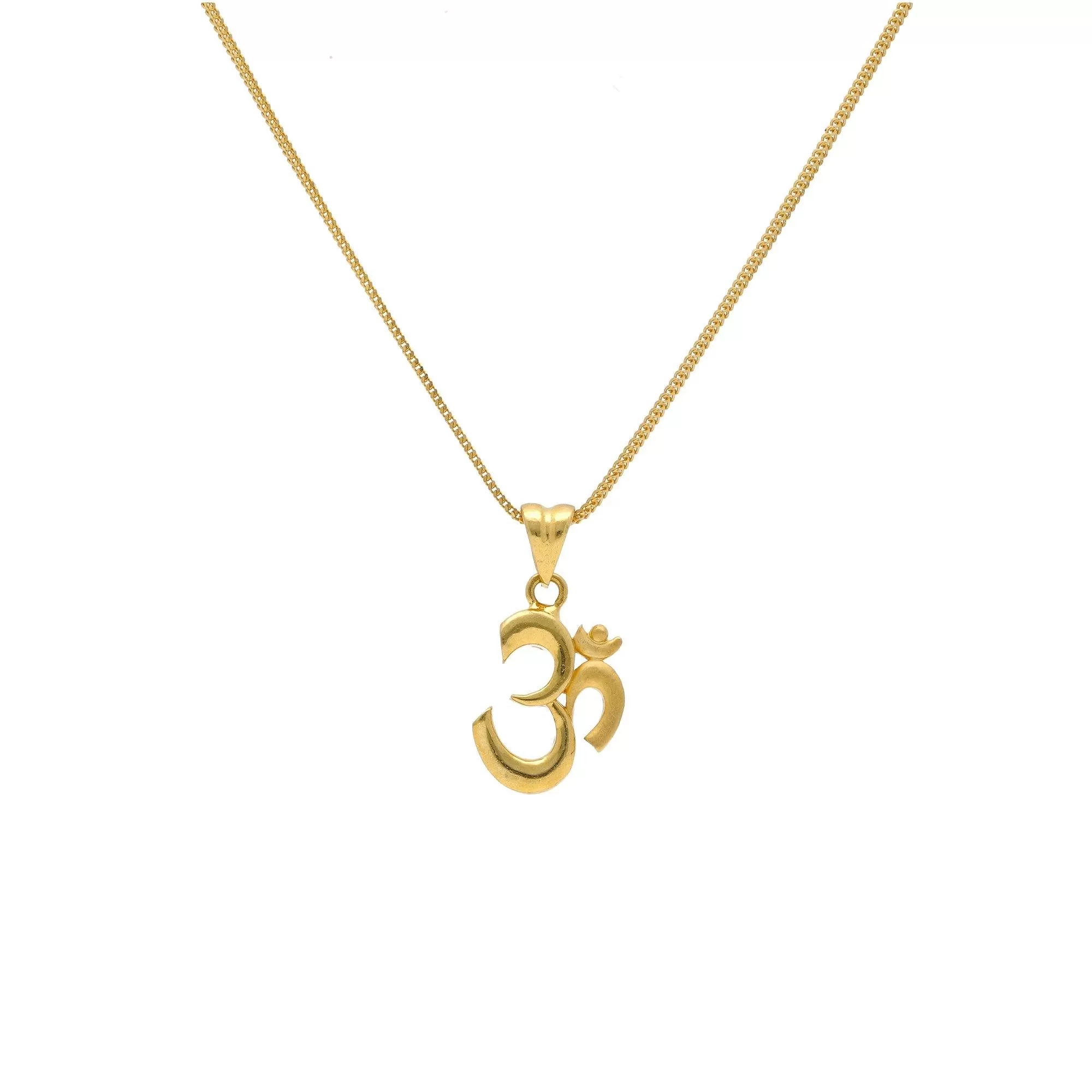 22K Yellow Gold Om Symbol Pendant W/ Bold Font Design