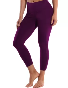 22" High Waist Side Pockets Capris plum