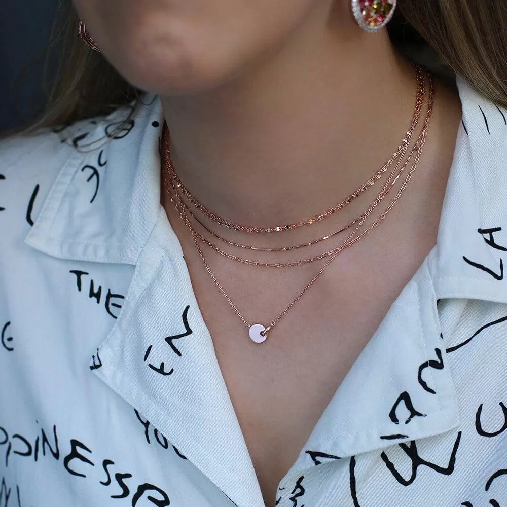 925 Silver Rose Gold Plated Lips Chain Necklace