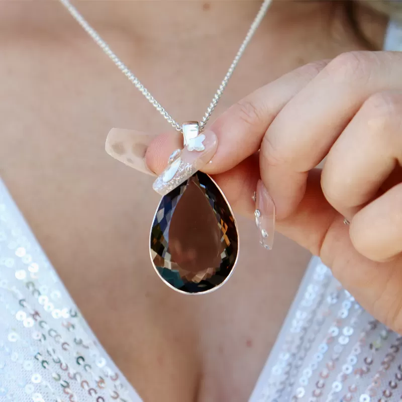 Aarna Smoky Quartz Teardrop Pendant