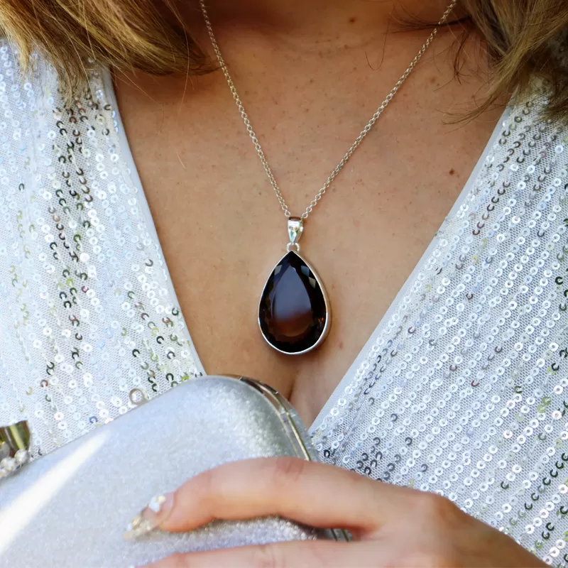 Aarna Smoky Quartz Teardrop Pendant