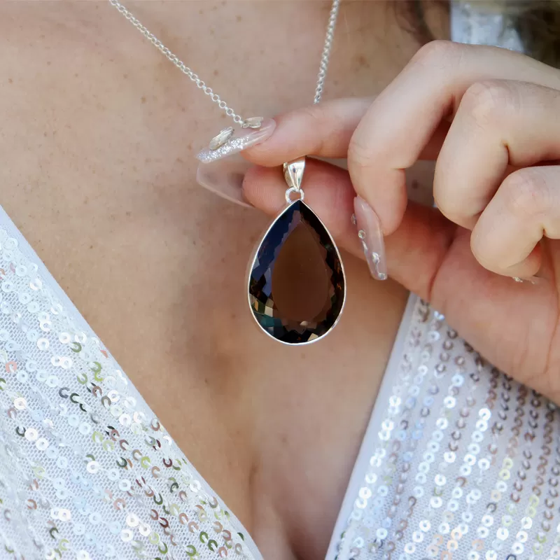 Aarna Smoky Quartz Teardrop Pendant