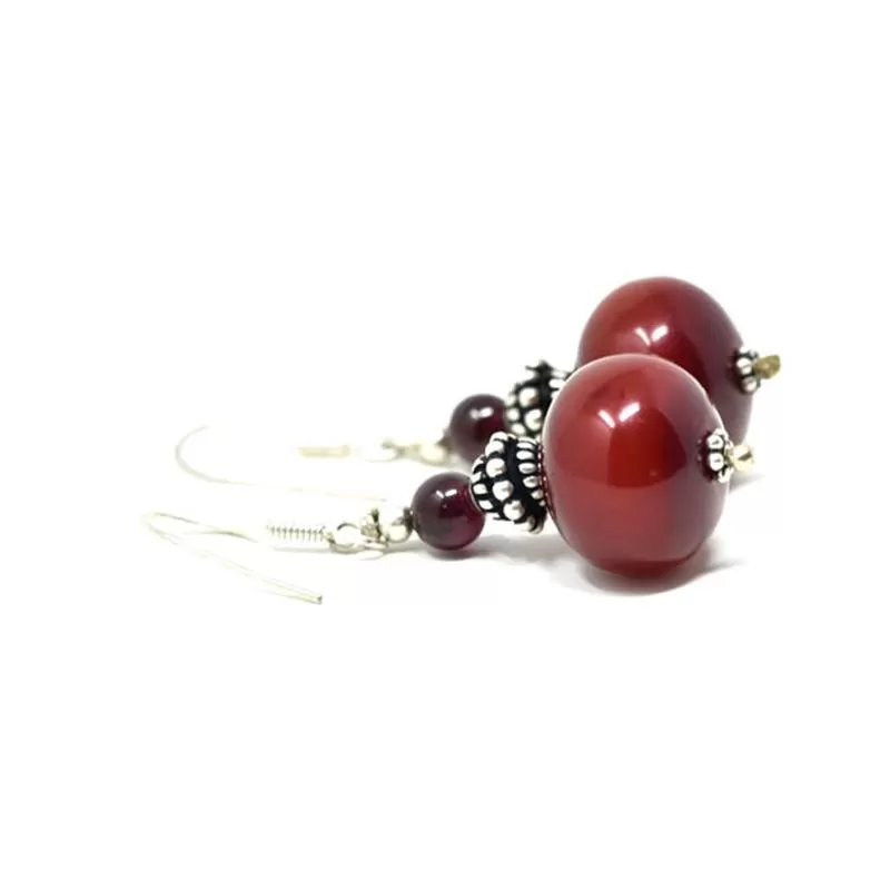 African Maroon Amber Earrings 03