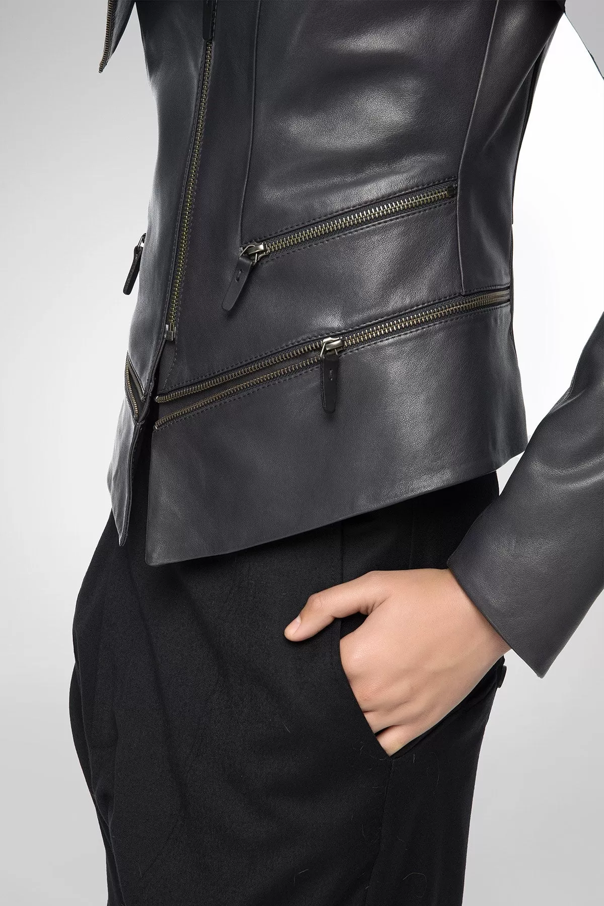 Alice - Anthracite Leather Jacket