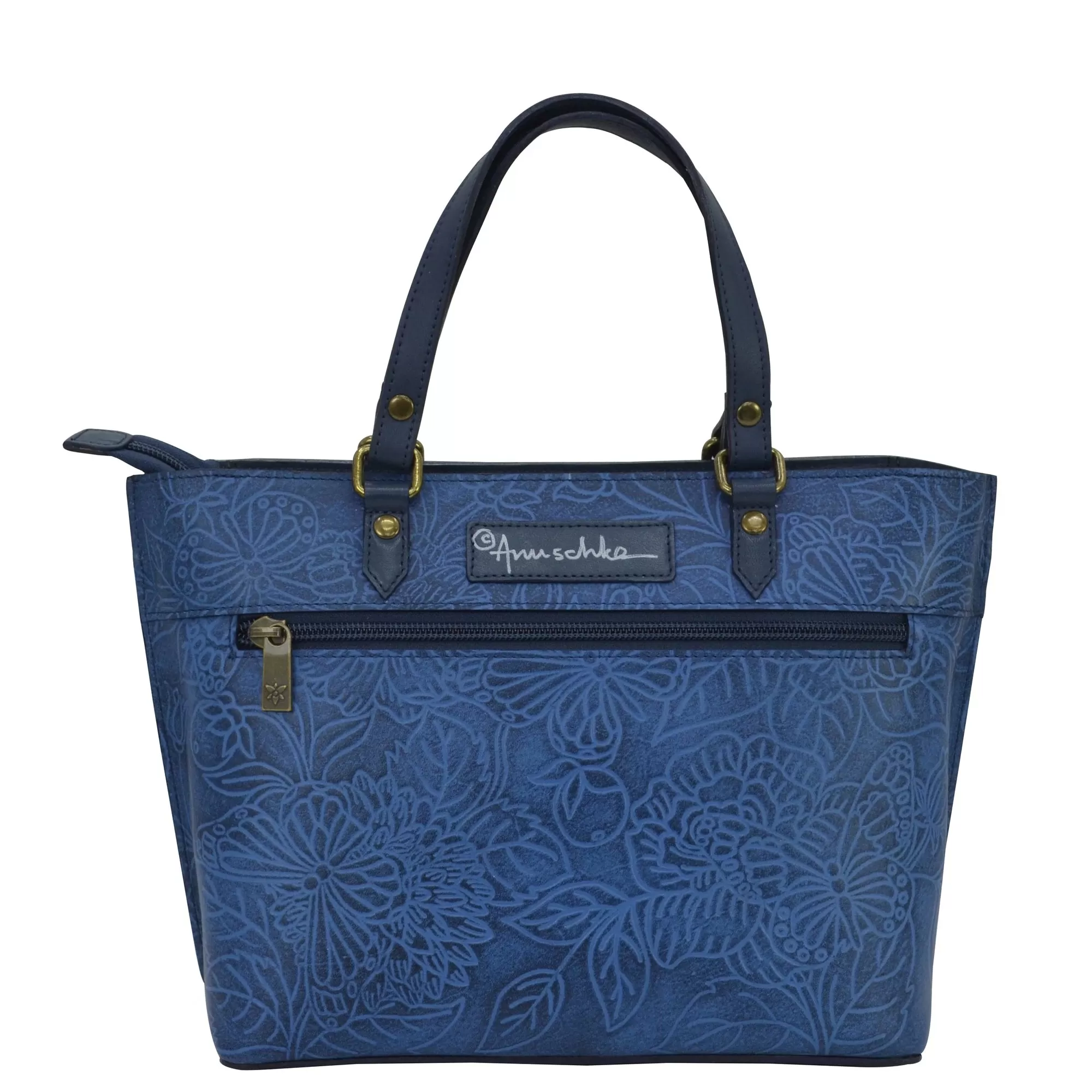 Anuschka Small Tote Handbag - 693 - Tooled Butterfly Ocean