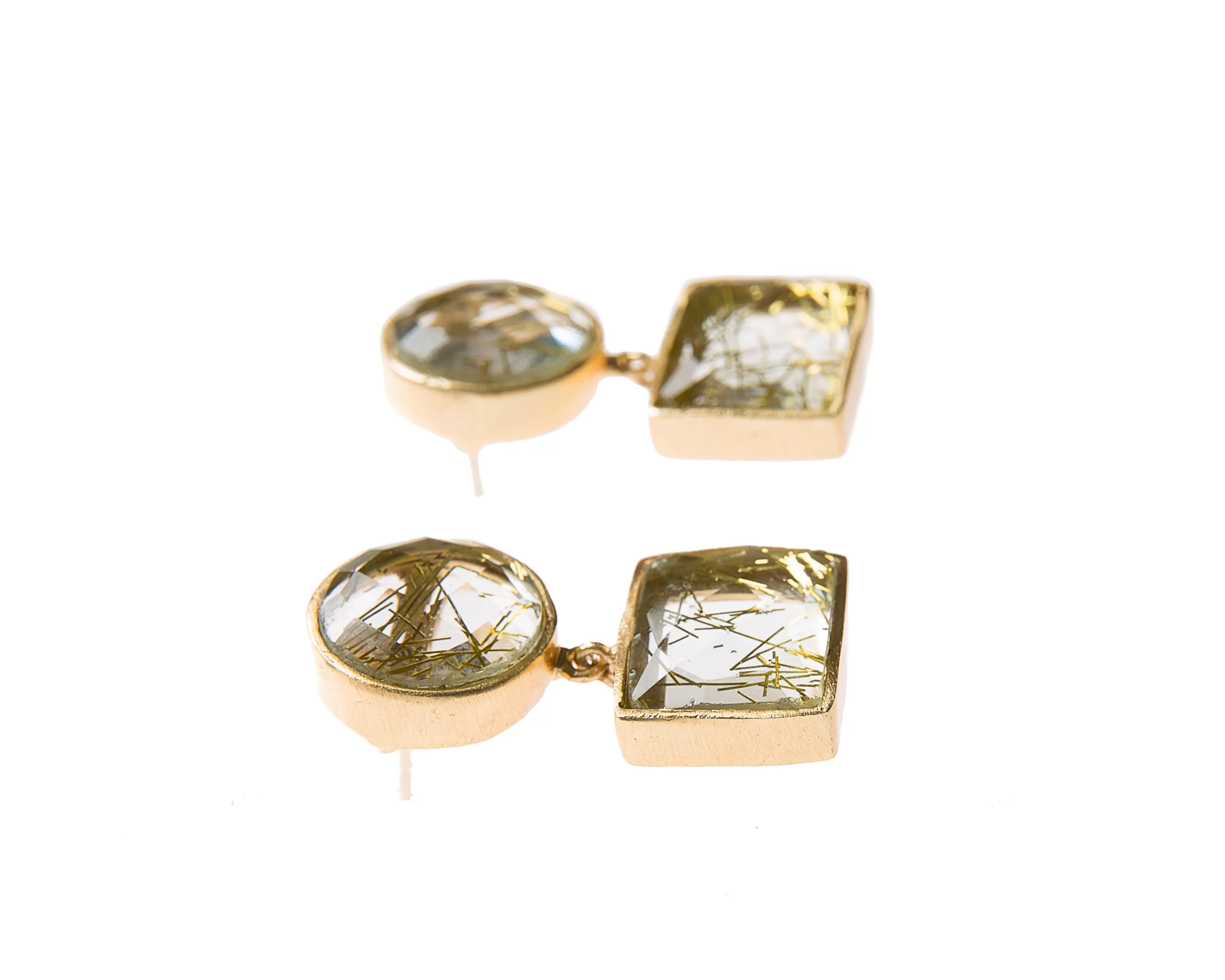 Anya Earrings (Round & Square Yellow Quartz)