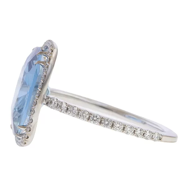 Aquamarine & Diamond Ring