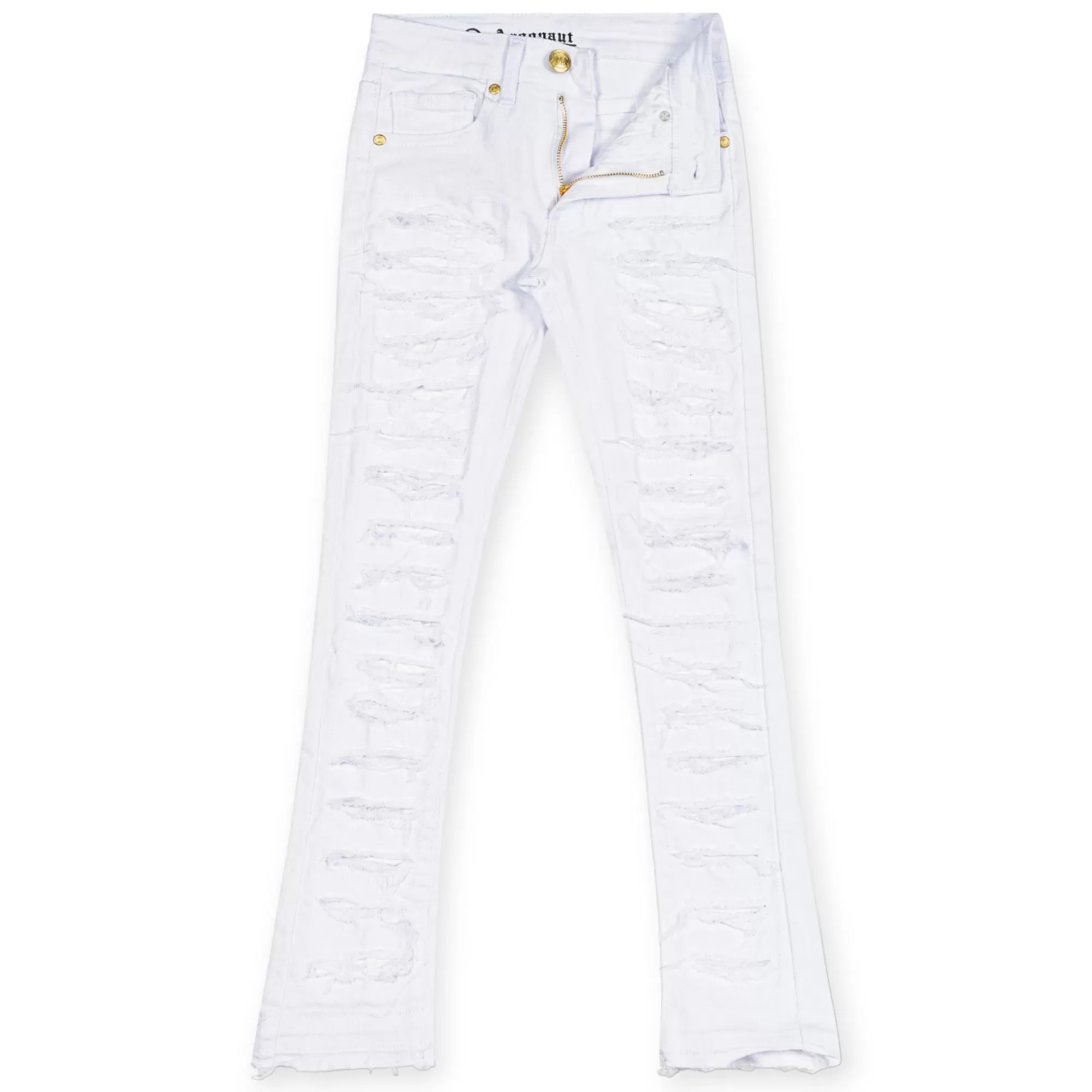 Argonaut Nations Boys Ripped Stacked Jeans (White)