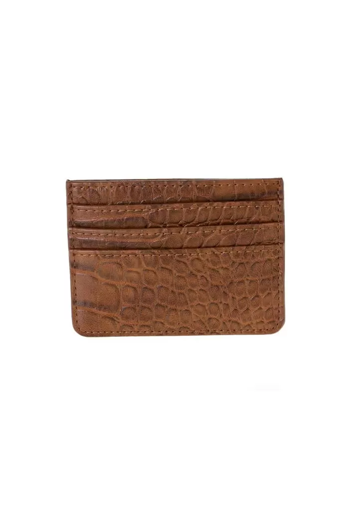 Aria Card Holder-Brown Croc