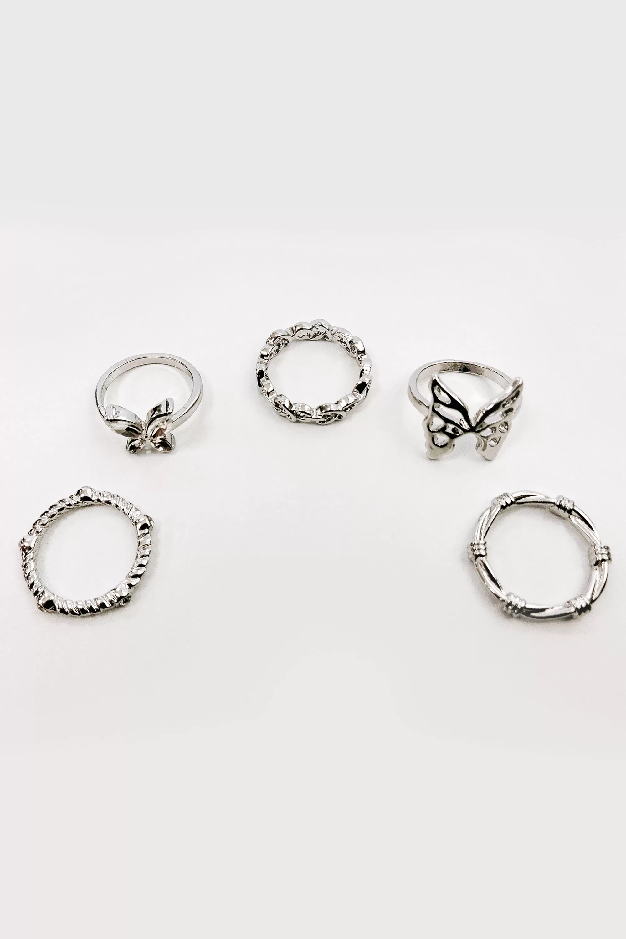 Assorted Butterfly Cutout Ring Set