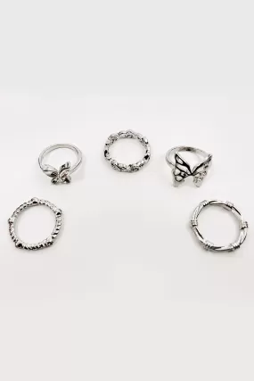 Assorted Butterfly Cutout Ring Set