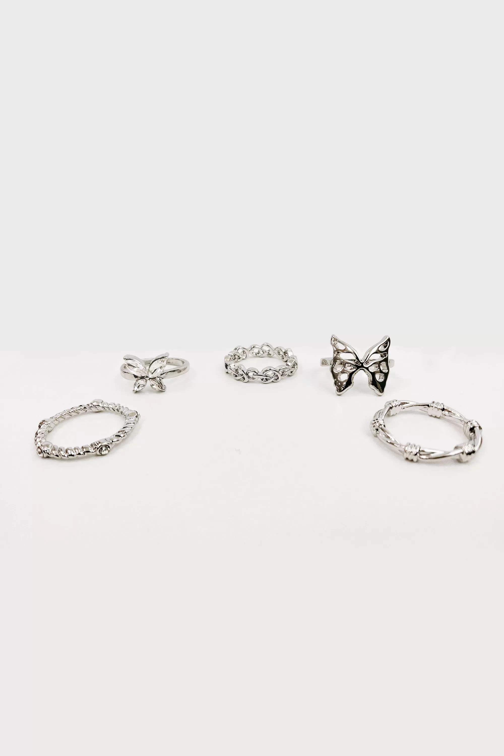 Assorted Butterfly Cutout Ring Set