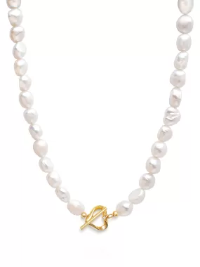 Baroque Pearl Choker with Heart Clasp