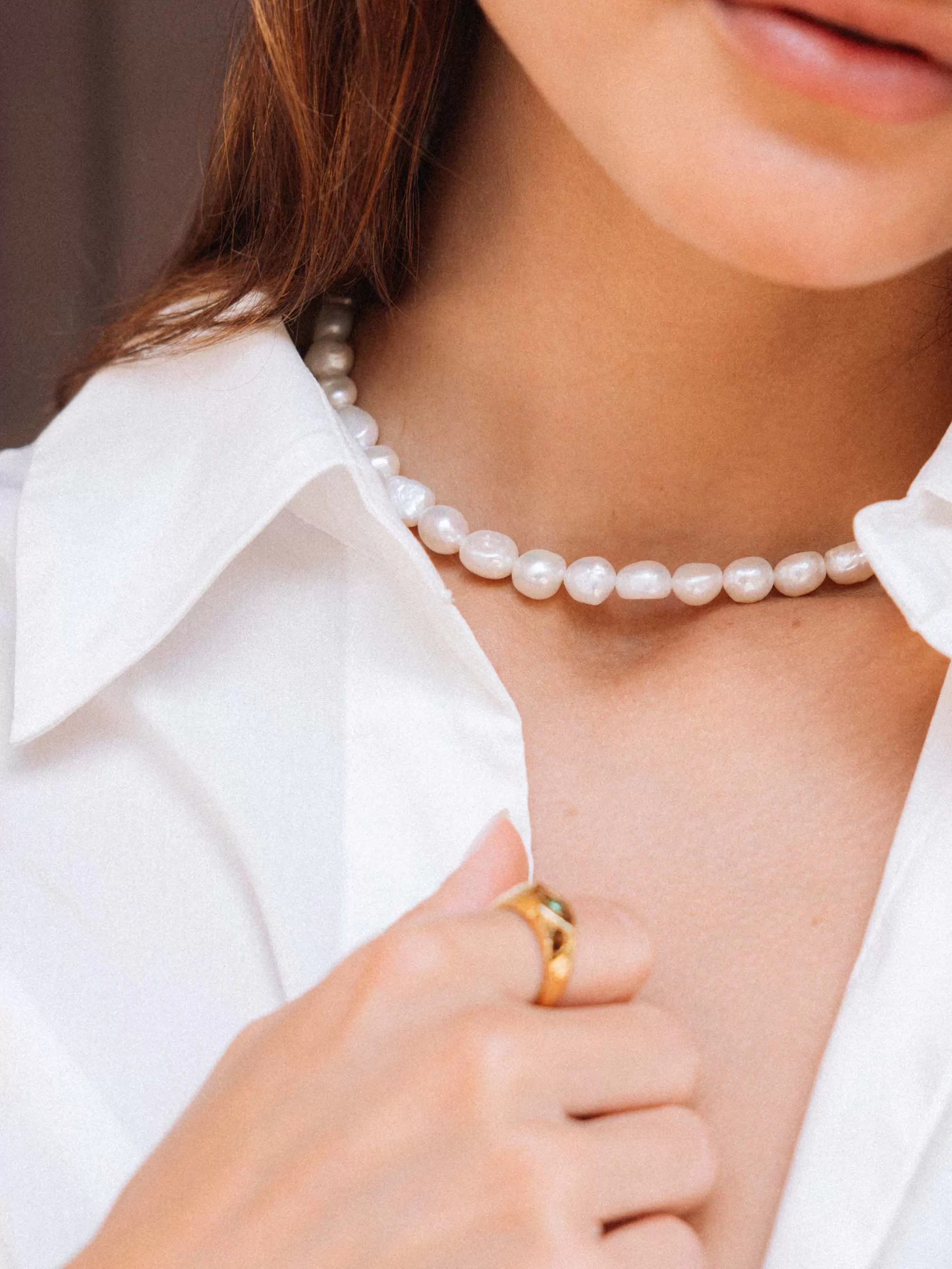 Baroque Pearl Choker with Heart Clasp