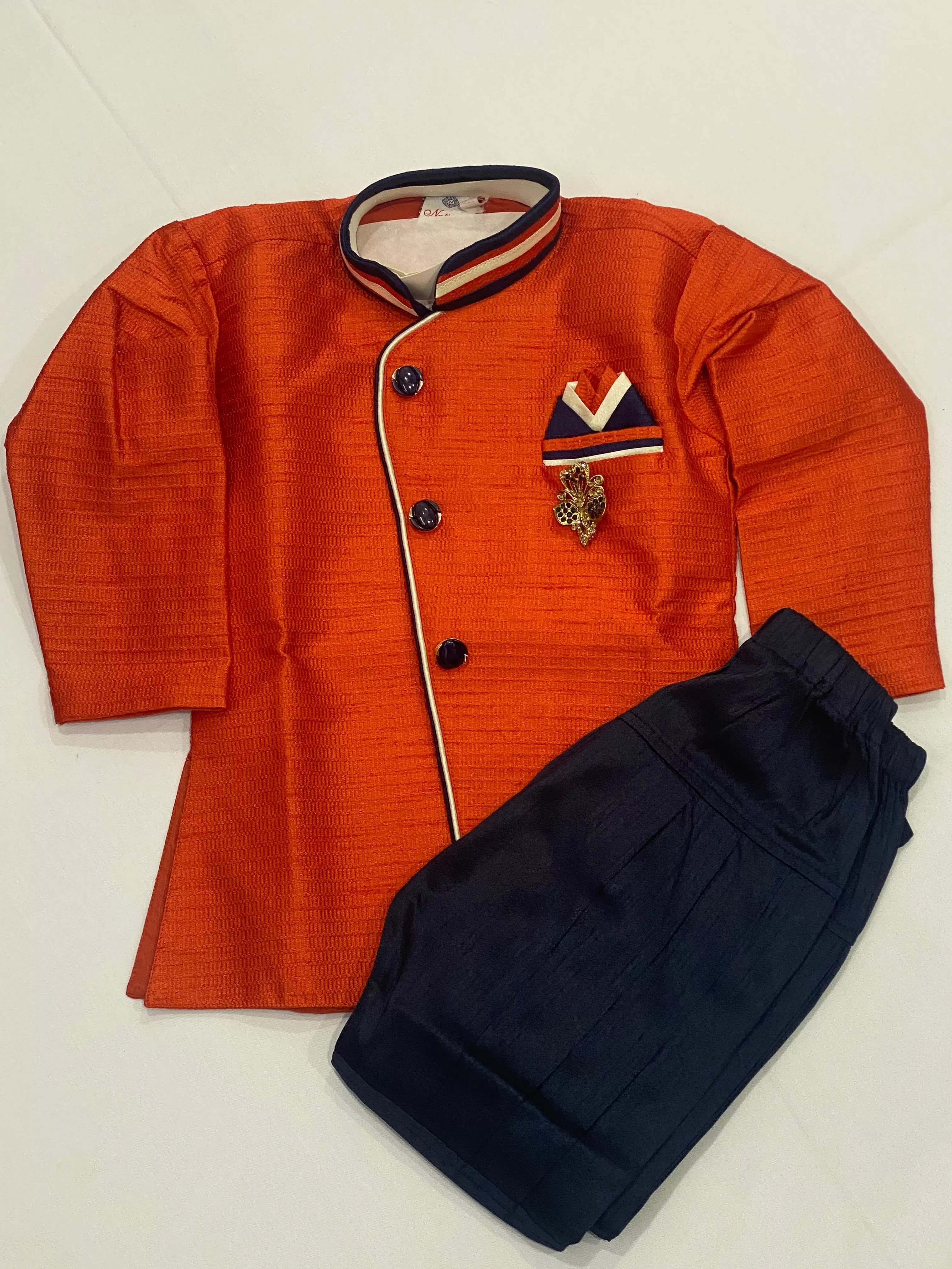 Beautiful Kids Orange Color Kurta Pajama Set