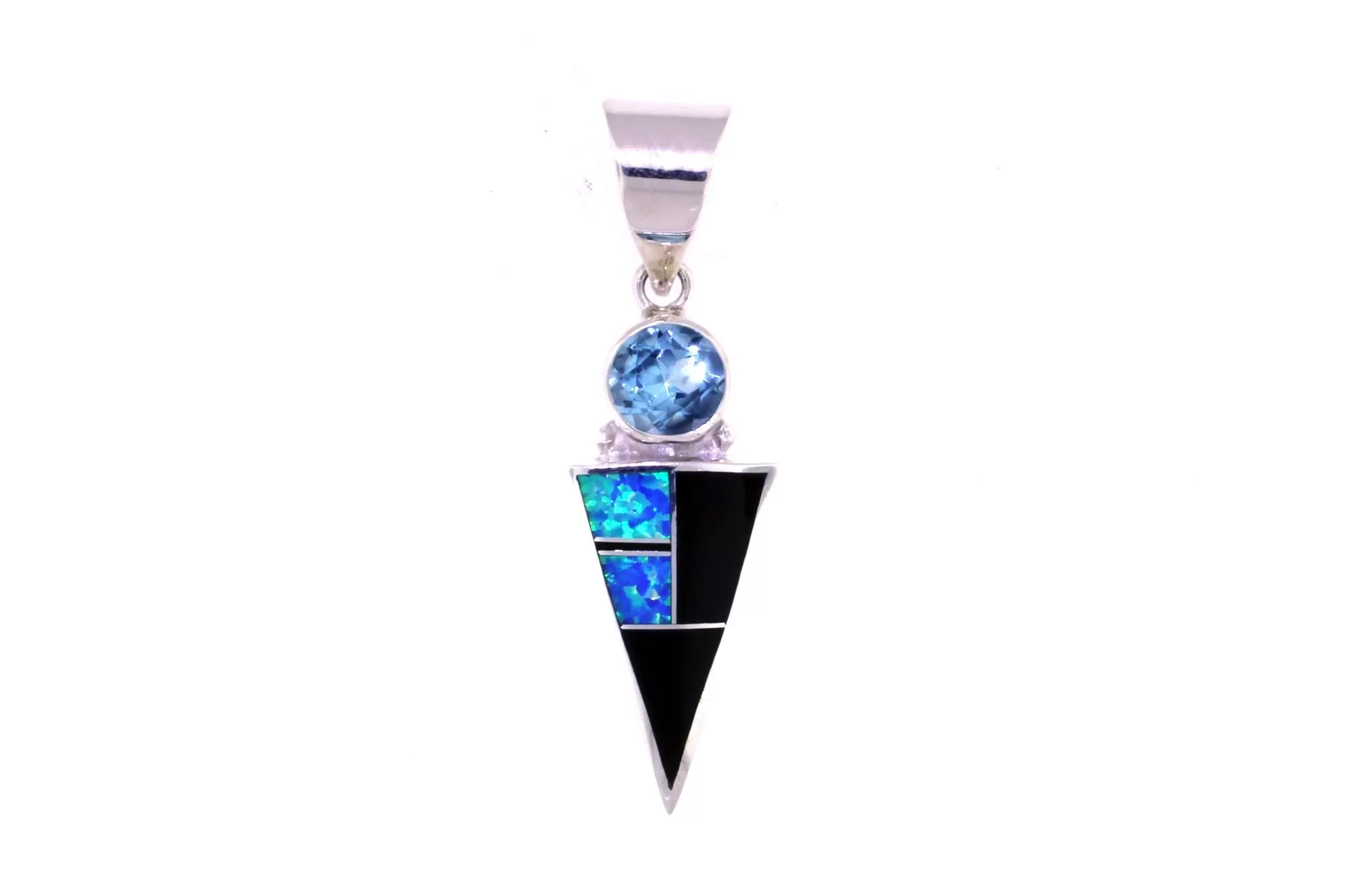 Black Beauty & Blue Topaz Pendant by David Rosales