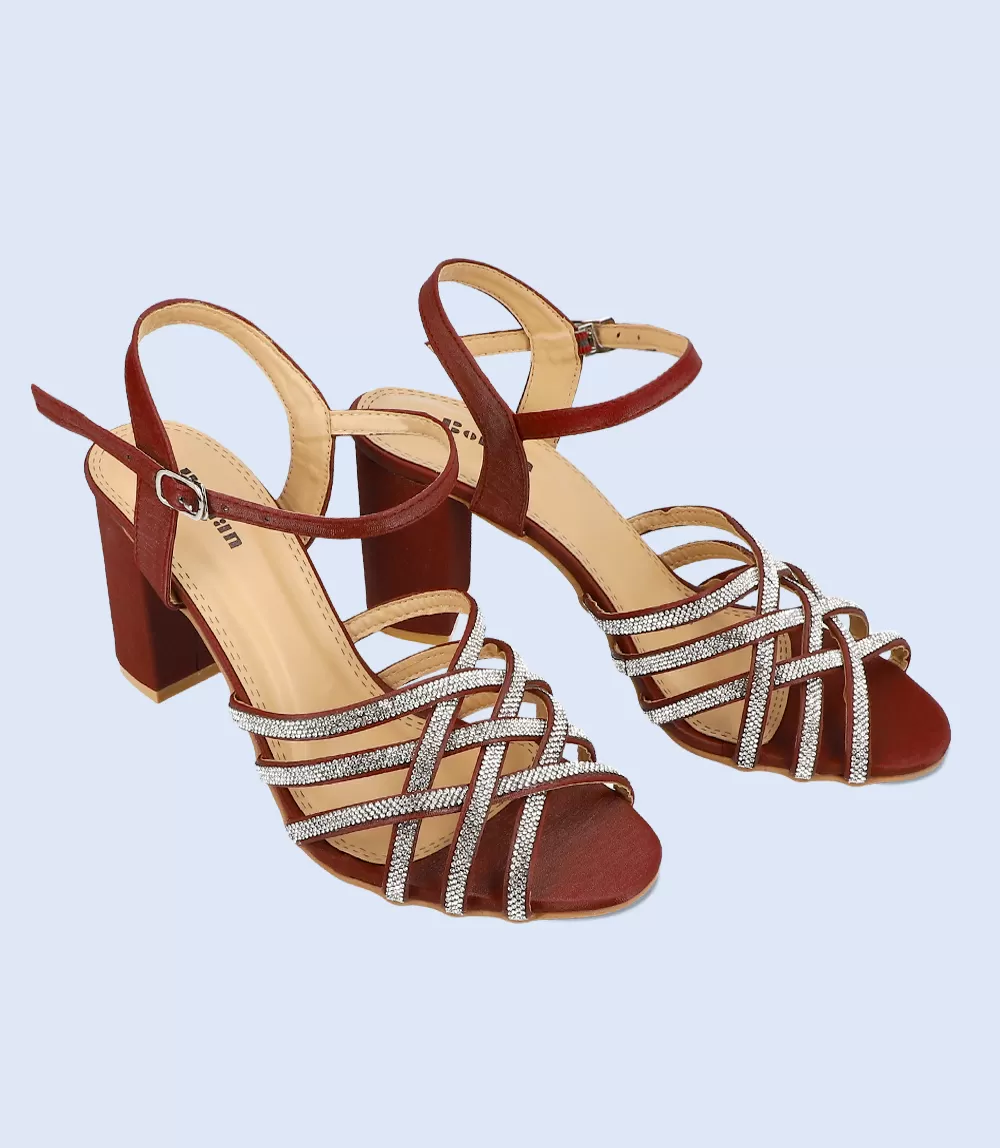 BW5859-MAROON-Women Formal Sandal Heels