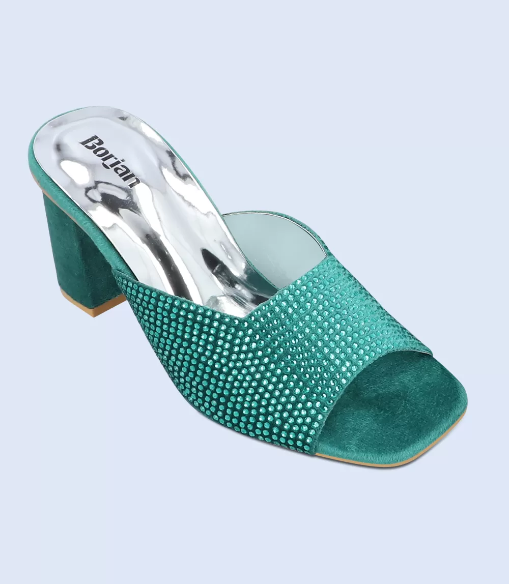 BW9625-BOTTLEGREEN-Women Slipper Heel