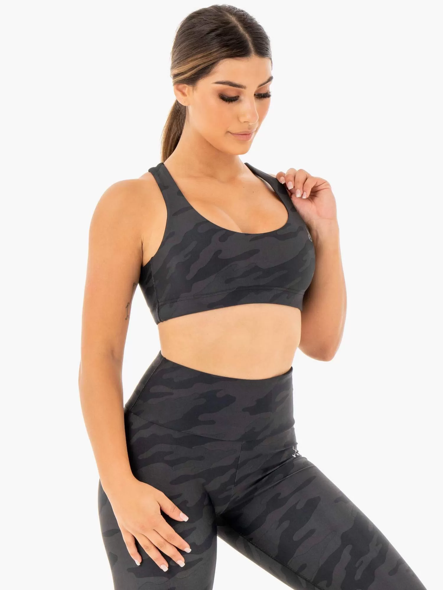 Camo Sports Bra - Black Camo