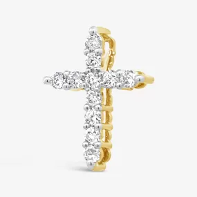 Classic Shared Prong 0.30CT Diamond Cross Necklace