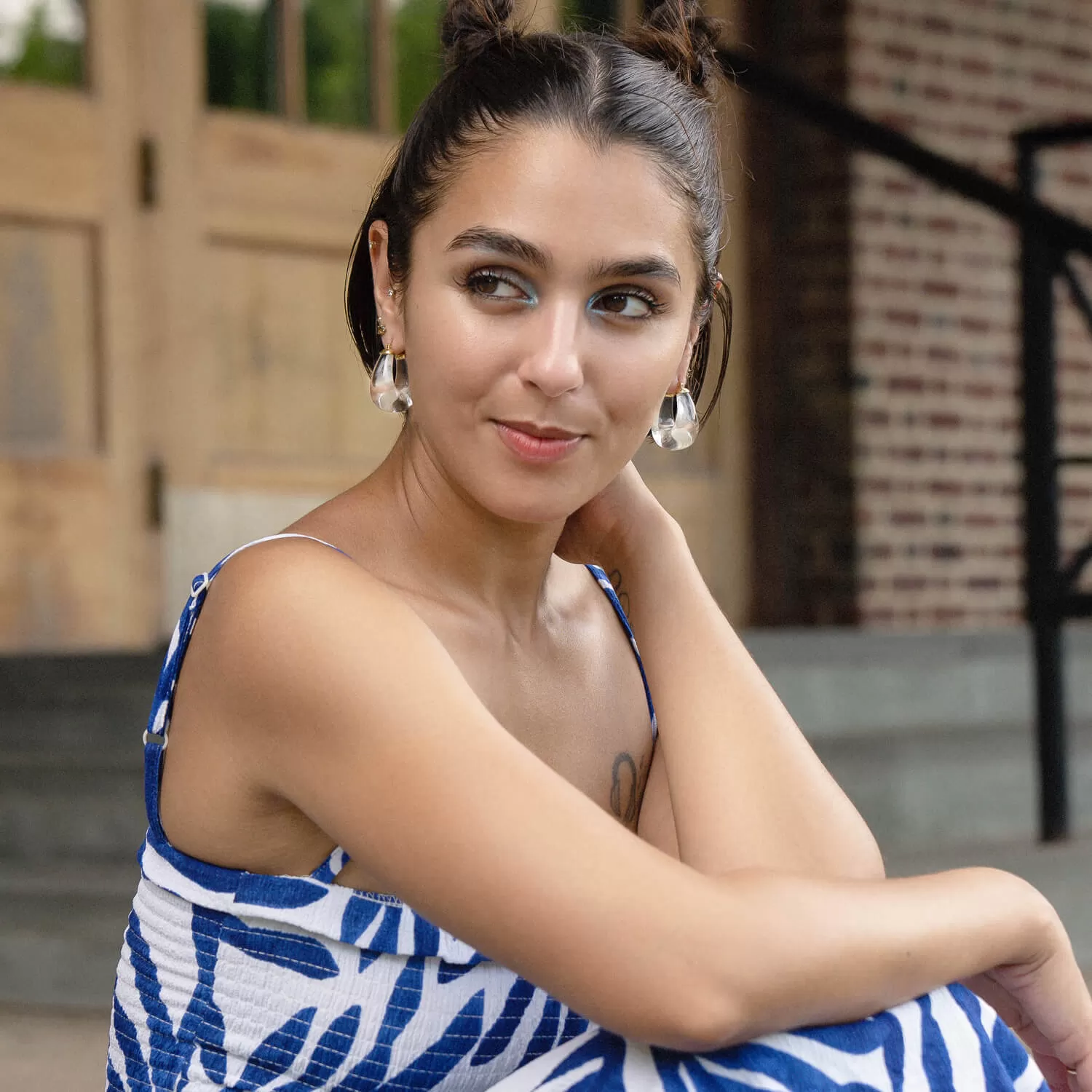 Clear Chunky Bucket Hoop Earrings