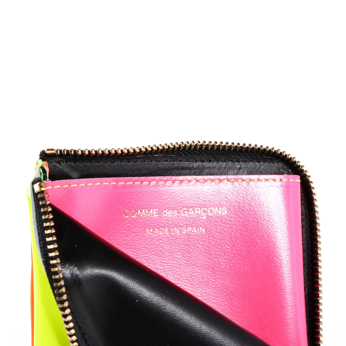 COMME DES GARCONS SA3100 SUPER FLUO ZIP WALLET YELLOW / LIGHT ORANGE