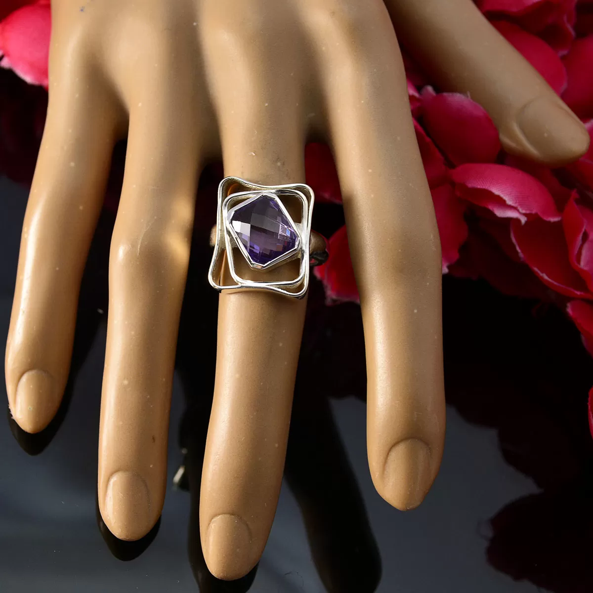 Cute Gemstone Amethyst 925 Sterling Silver Ring Children’S Jewelry