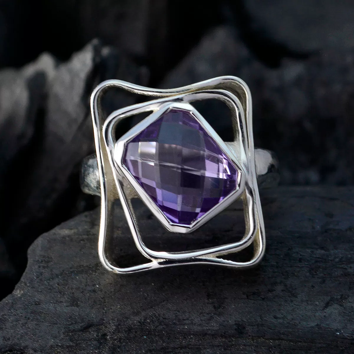 Cute Gemstone Amethyst 925 Sterling Silver Ring Children’S Jewelry