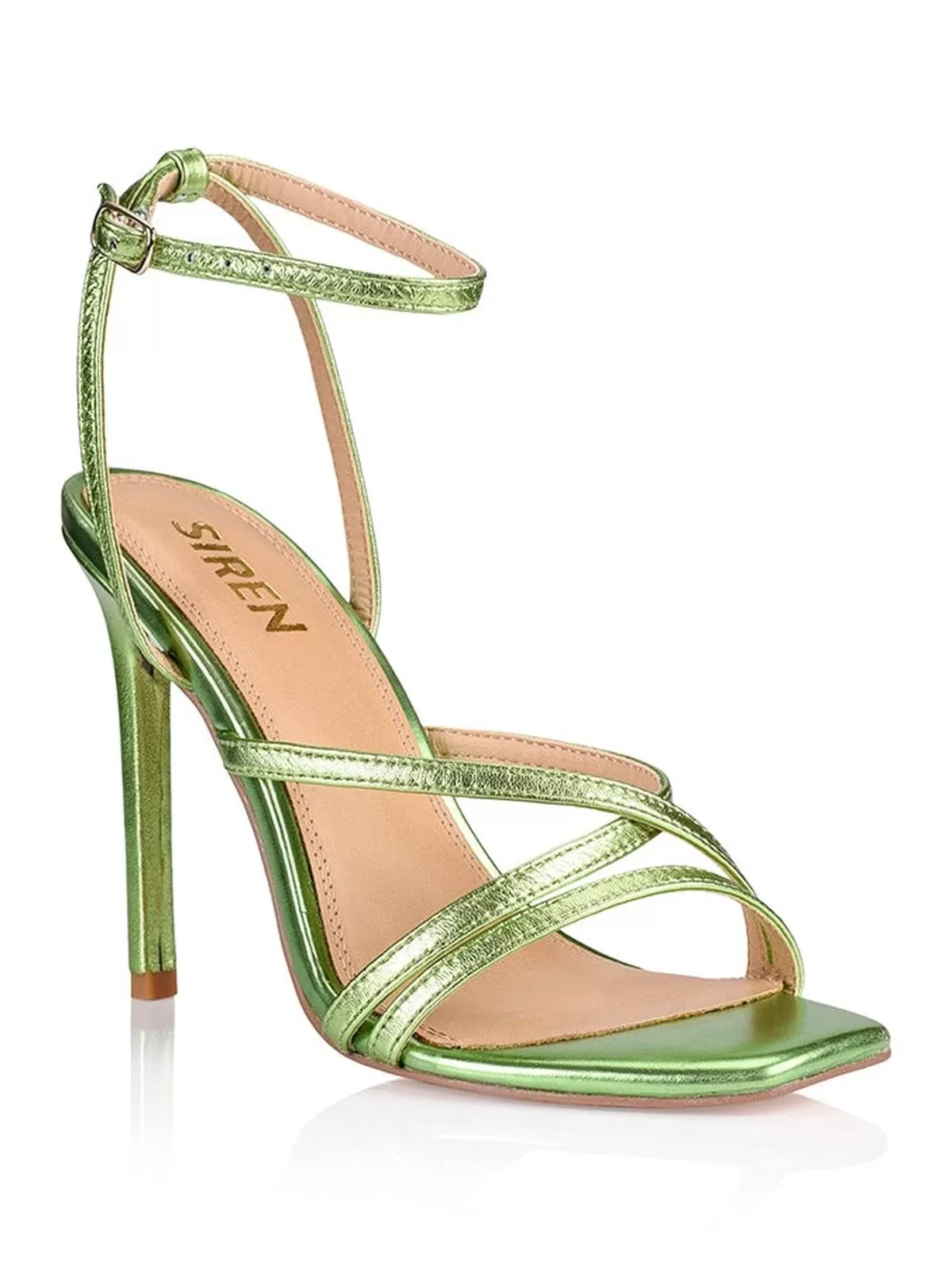 Dagger Stiletto Heels - Lime Green Metallic