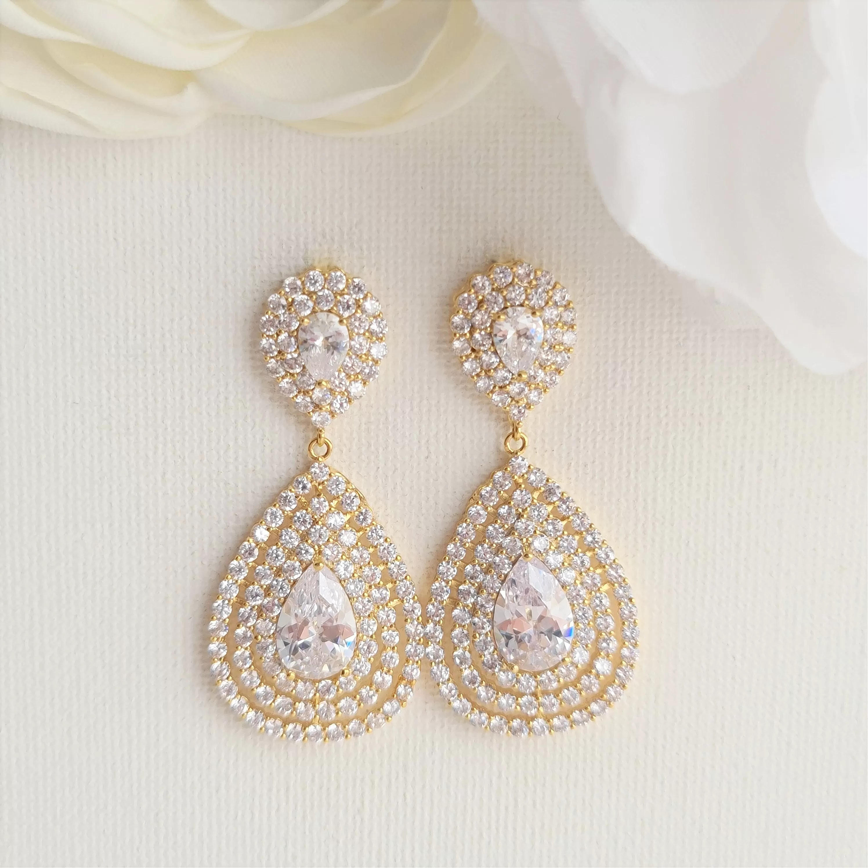 Drop Earrings for Brides Rose Gold-Etta