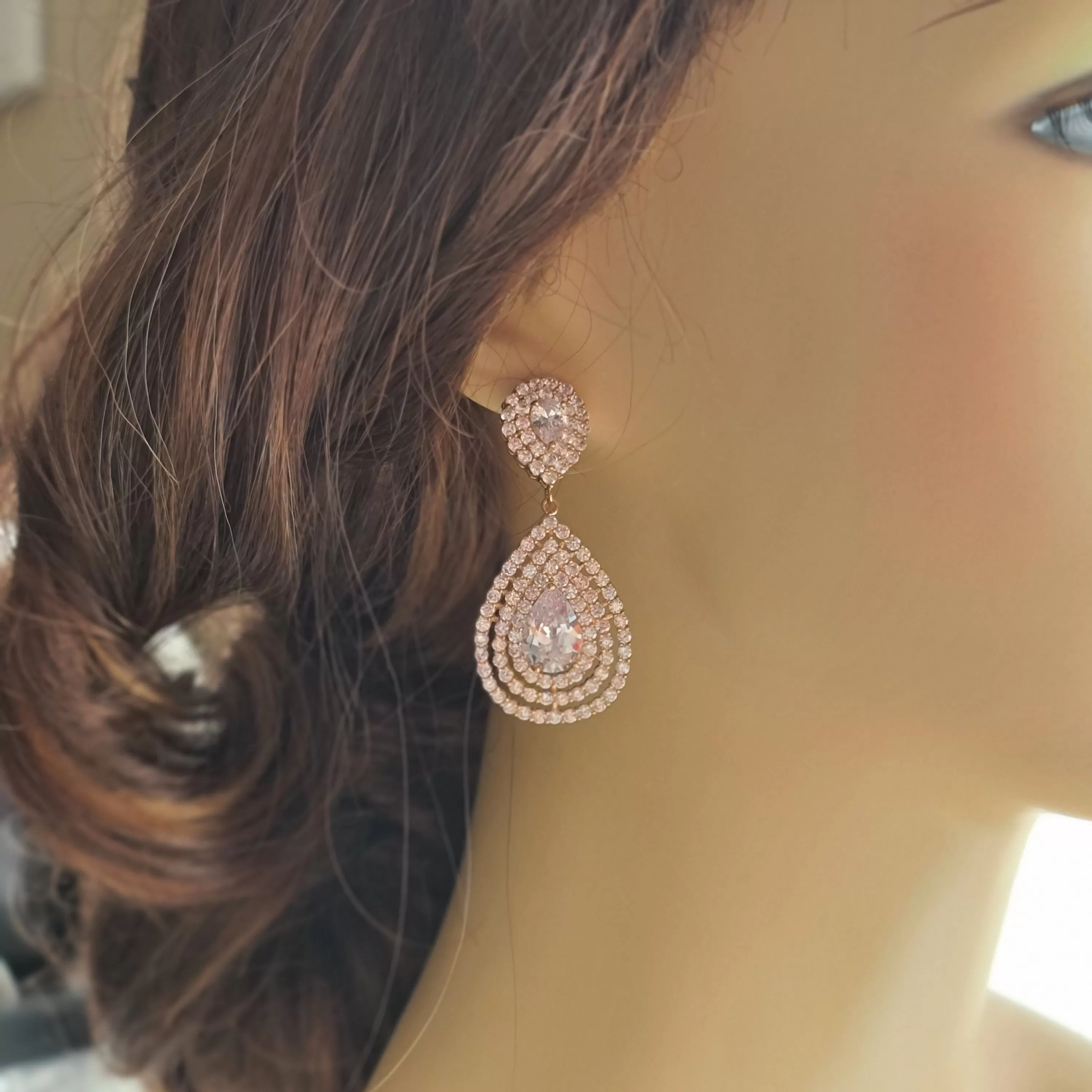 Drop Earrings for Brides Rose Gold-Etta