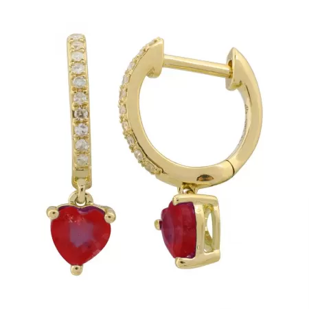 Drop Solitaire Heart Gemstone Huggies