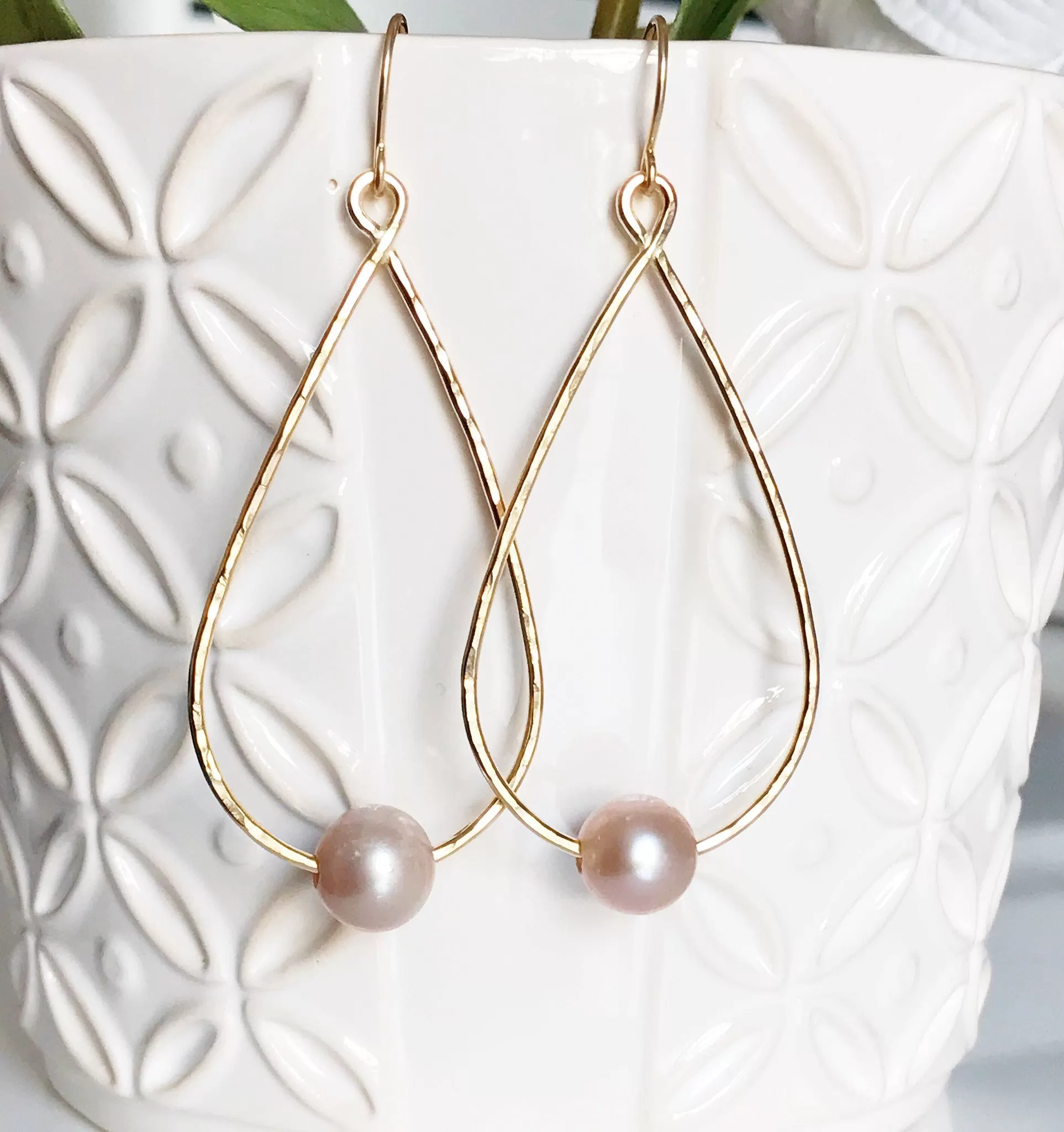 Earrings Ethel - pink Edison pearls (E395)