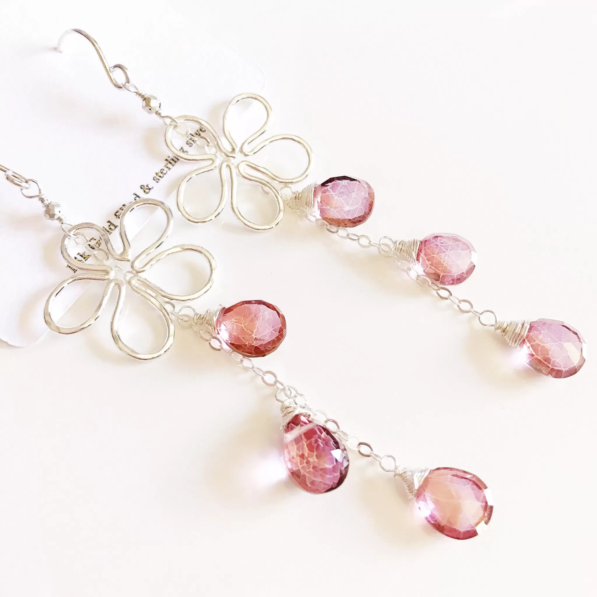 Earrings Suri - pink quartz (E311)