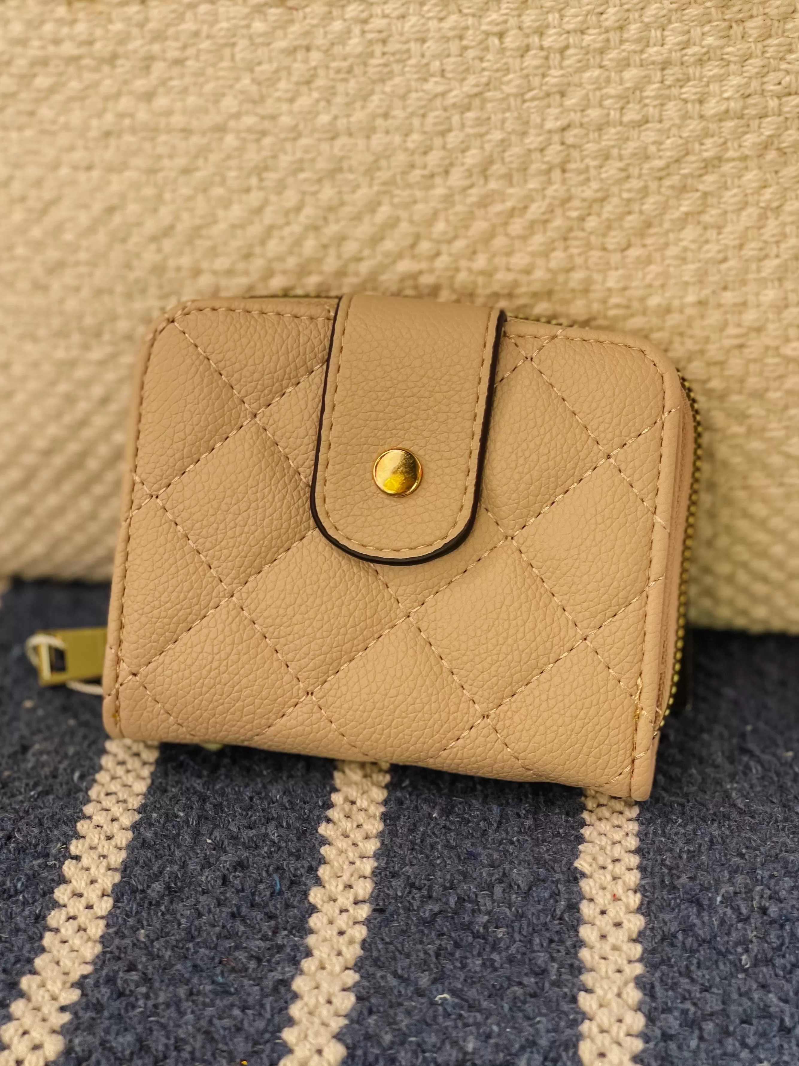 Ellie Quilted Button Zipper Wallet