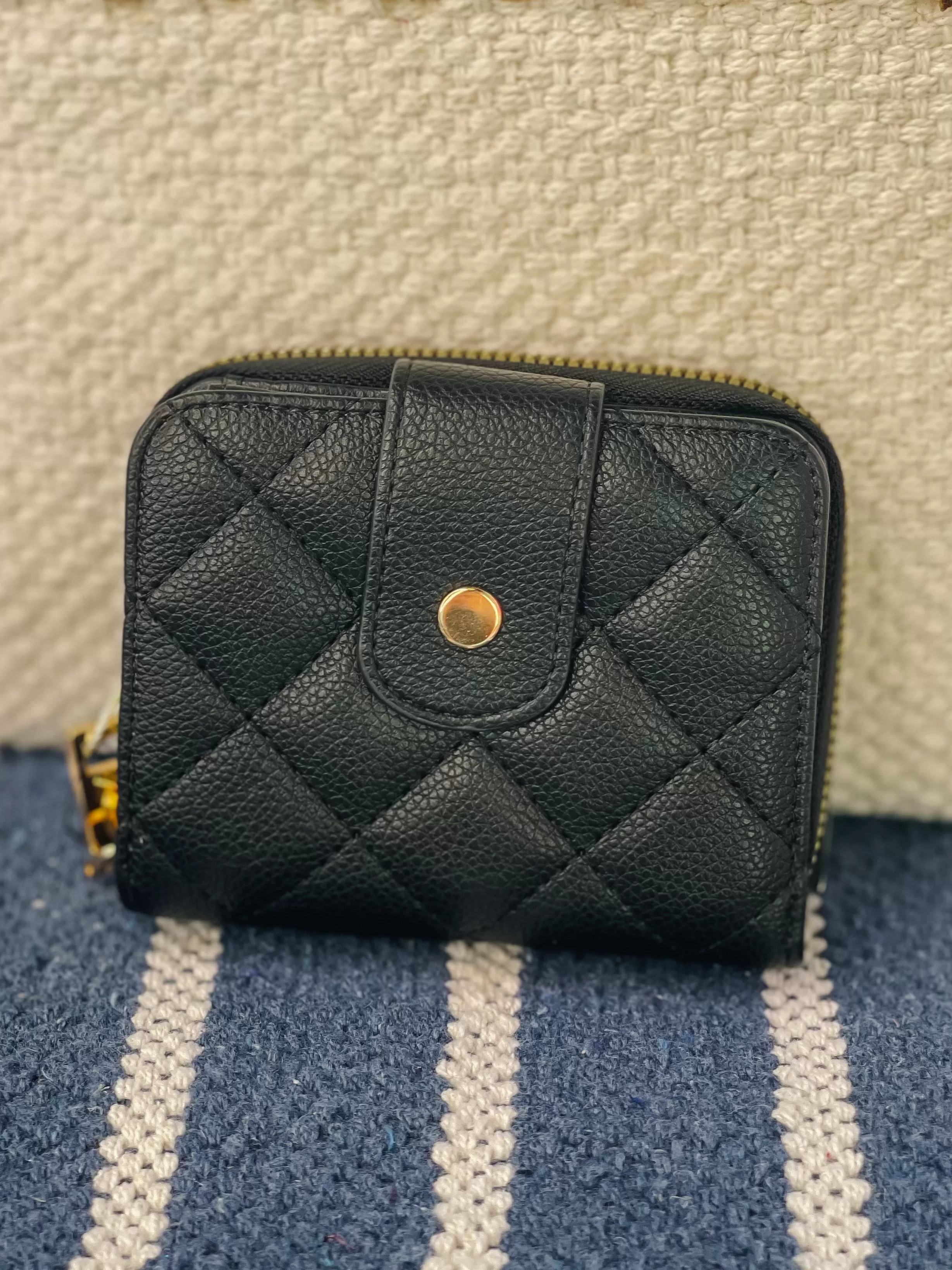 Ellie Quilted Button Zipper Wallet