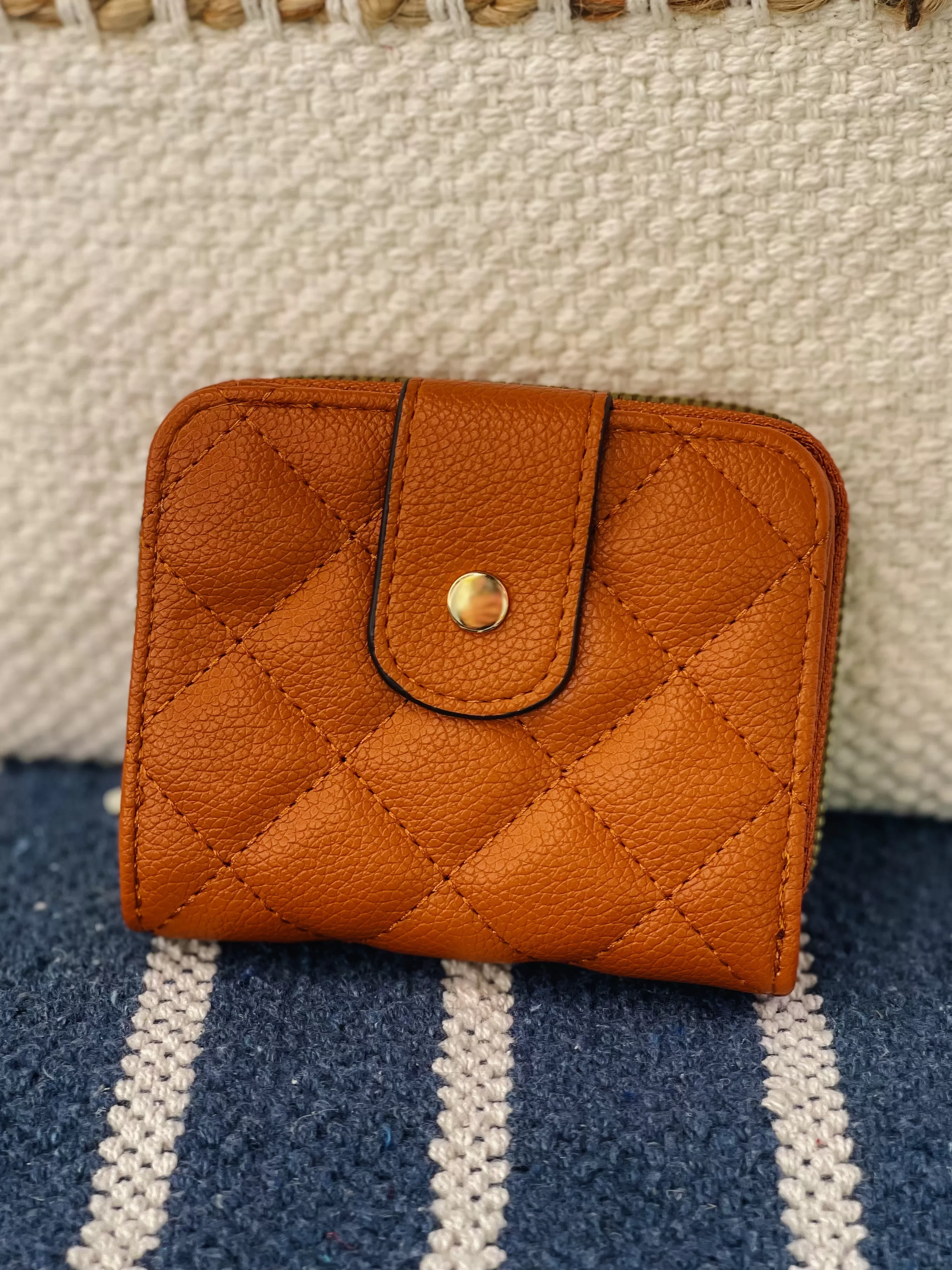 Ellie Quilted Button Zipper Wallet