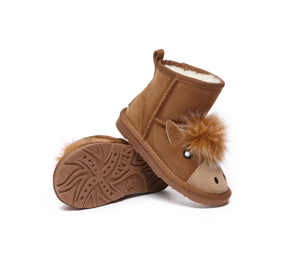 EVERAU Kid Sheepskin Boots Pony Kids Plus