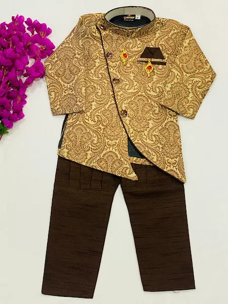 Fabulous Ethnic Kids Brown Silk Kurta Pajama Set